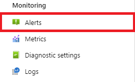 Capture d’écran illustrant l’option de menu Alertes dans la section Monitoring.