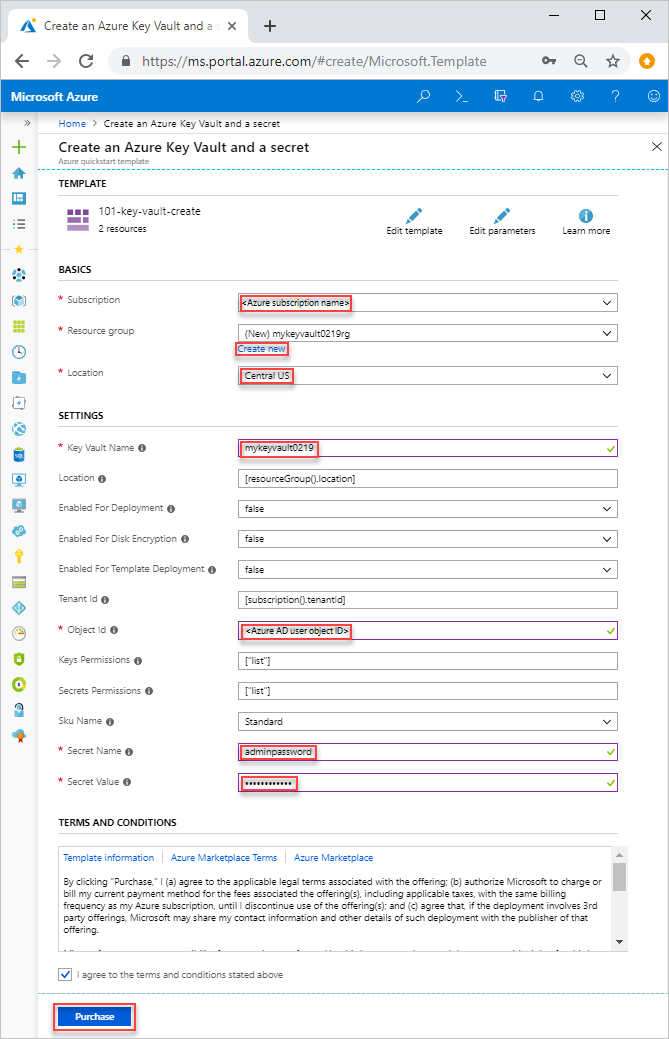 Modèle Resource Manager, intégration de Key Vault, portail de déploiement