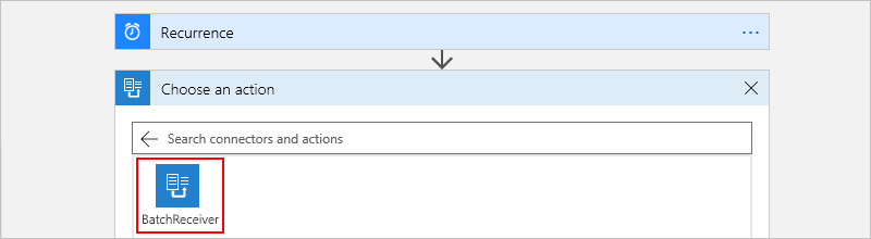 Sélectionner votre application logique réceptrice de lots