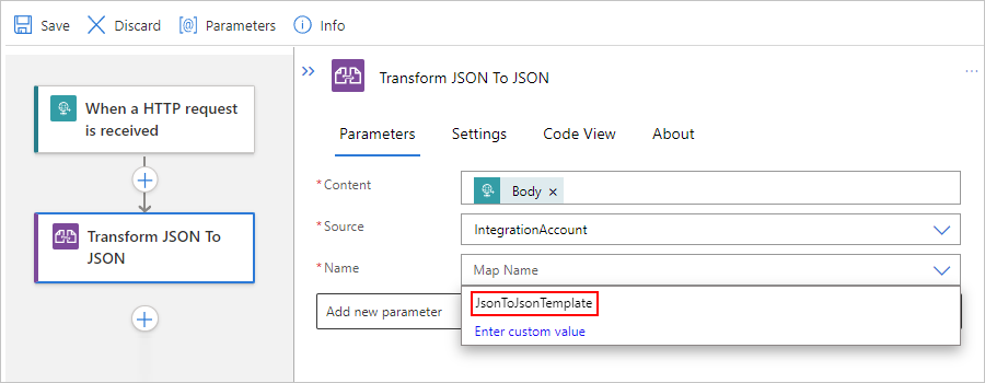 Capture d’écran montrant un flux de travail Standard et un modèle sélectionné.