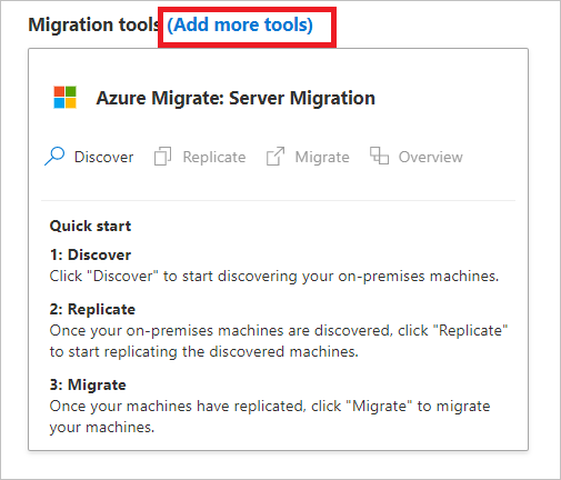 Bouton permettant d’ajouter d’autres outils de migration