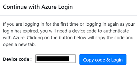 Capture d’écran montrant où copier le code d’appareil et se connecter.