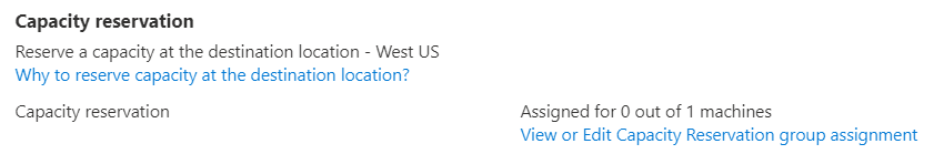 Capture d’écran de la réservation de capacité.