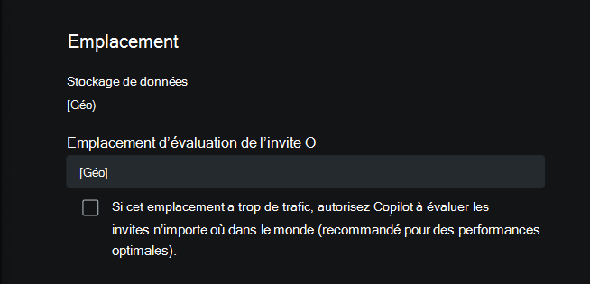 Capture d’écran montrant les options de géolocalisation de l’évaluation des données.