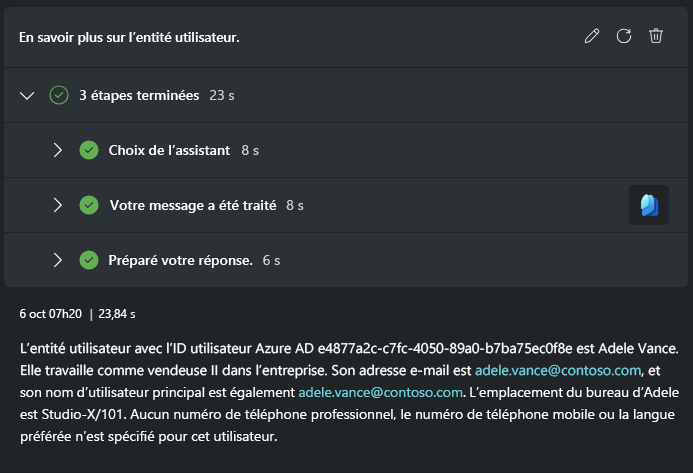 Capture d’écran des informations détaillées sur l’utilisateur.