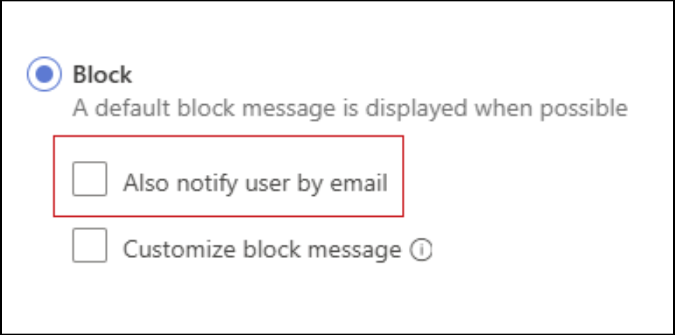 Capture d’écran de la méthode pour bloquer la notification par email de l’utilisateur final.