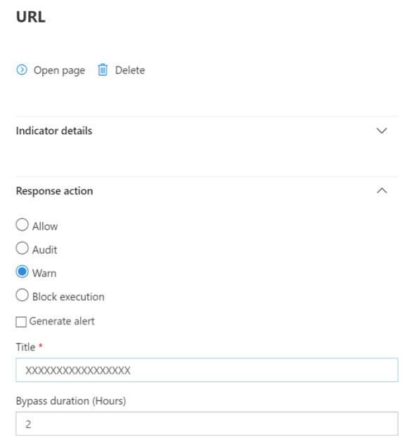 Formulaire ULR et IP de configuration de la protection réseau SmartScreen.