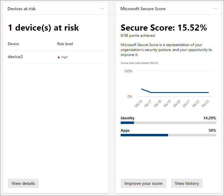 Capture d’écran des cartes dans le portail Microsoft Defender