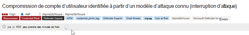 Capture d’écran mettant en évidence le message d’exportation et l’état avant le téléchargement.