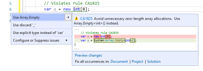 Correctif de code pour CA1825 - utilisation d’un tableau vide