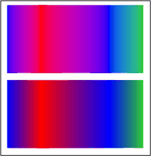 Deux dégradés présentant un mode d'interpolation différent