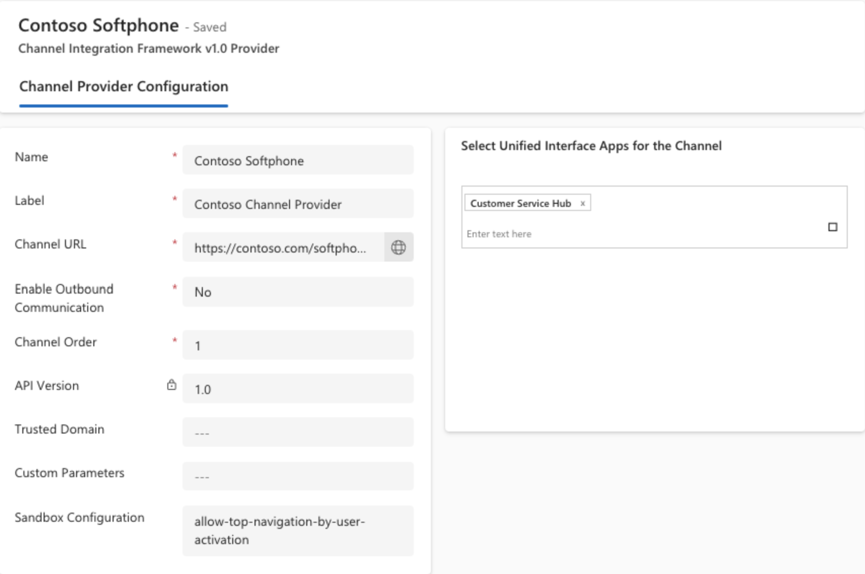 Configuration du fournisseur de canal.