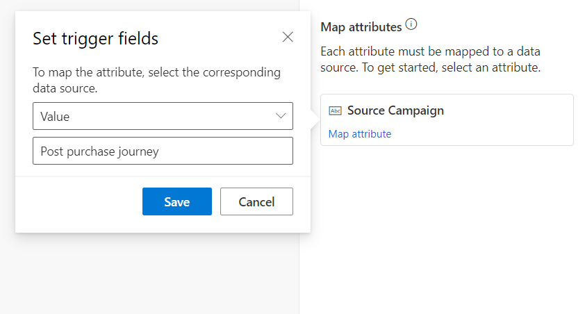 Capture d’écran de l’étape 2 du mappage de déclencheurs personnalisés avec une valeur.