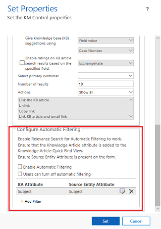 Configurer le filtrage automatique.