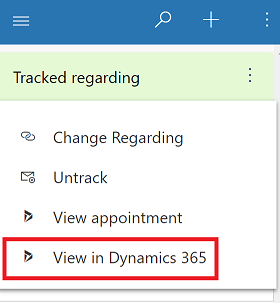 Afficher l’élément suivi dans Dynamics 365.