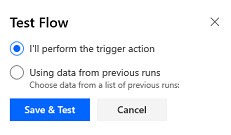 Sélectionner le type de test du flux