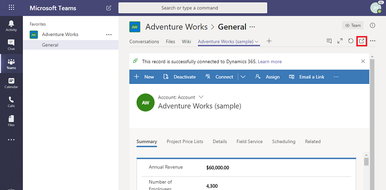 Ouvrir un enregistrement dans les applis Dynamics 365.