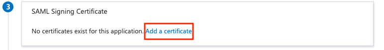 Capture d’écran montrant Créer un certificat SAML.