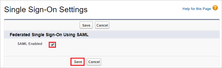 Configurer l’authentification unique – SAML activé