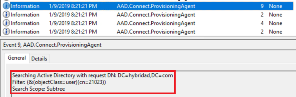 Capture d’écran de la recherche LDAP.