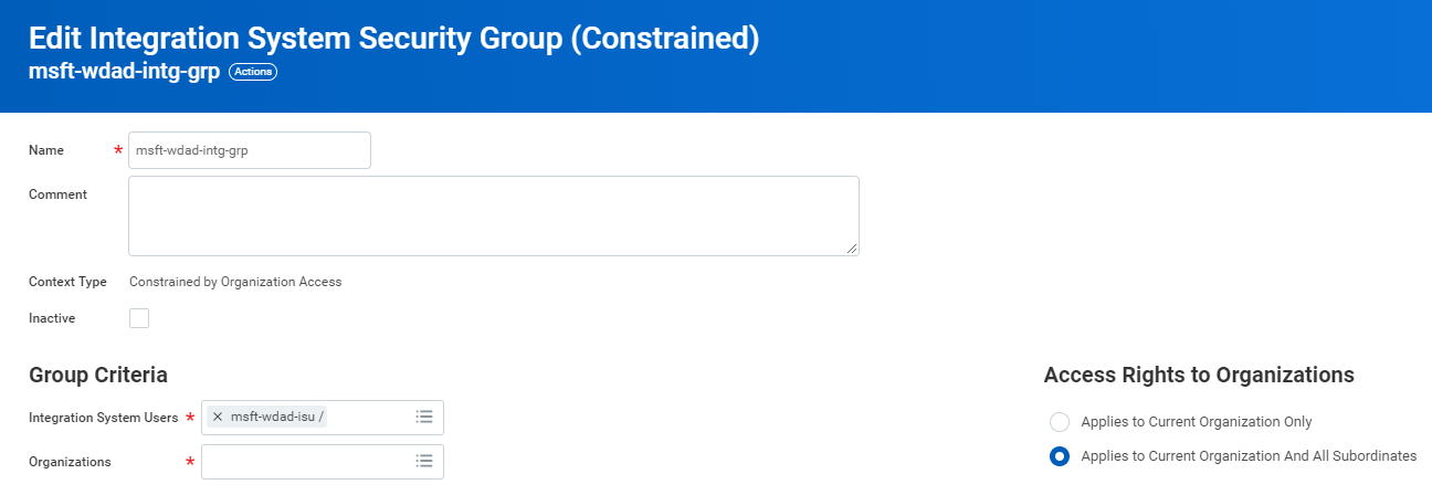 Capture d’écran de la modification du groupe de sécurité.