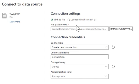 Sélectionner un fichier CSV auquel se connecter.