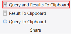 Capture d’écran de l’élément de menu Requête et résultats dans le Presse-papiers.