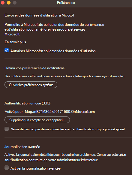 Ne me demandez pas de me connecter avec l’authentification unique pour cet appareil.