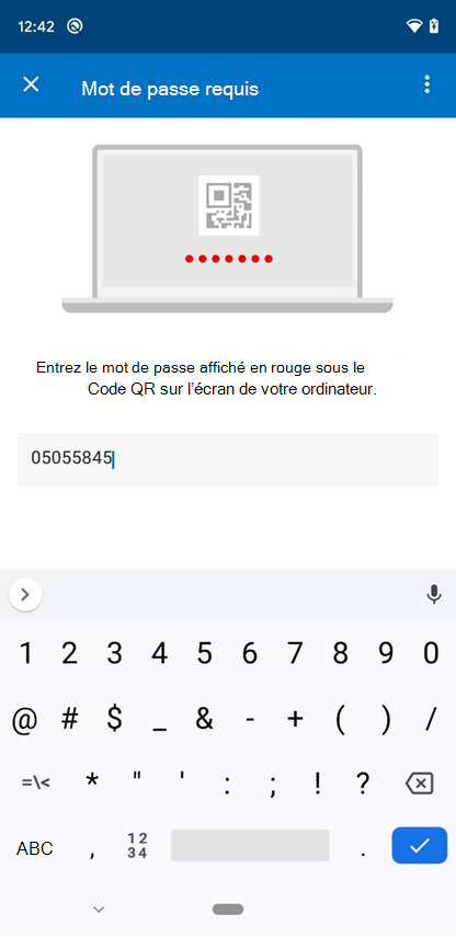 Capture d’écran de l’écran Mot de passe obligatoire de l’application Intune.