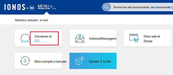 Sélectionnez Domaines et SSL.