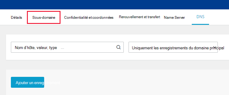 Sélectionnez Sous-domaine.