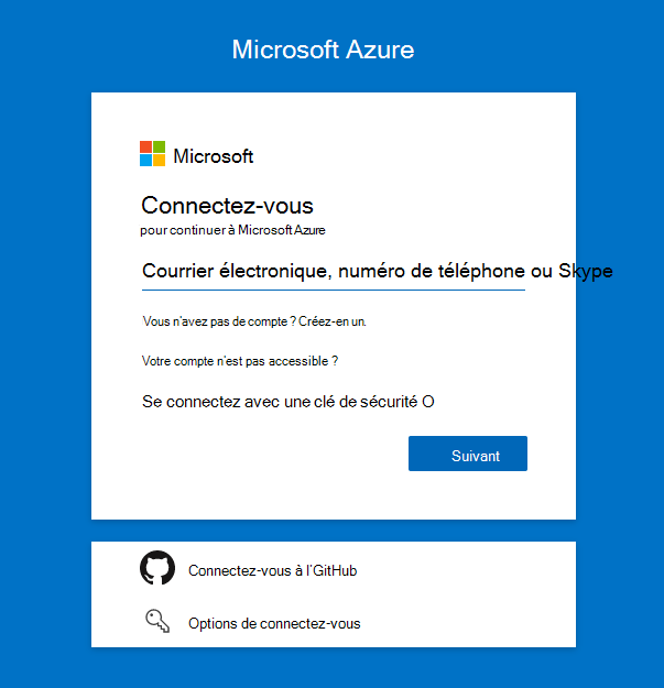 Ouverture de session Azure