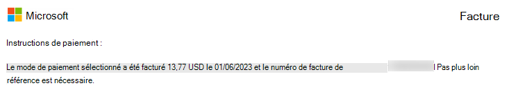 La dernière page de la facture .PDF qui affiche les instructions de paiement.