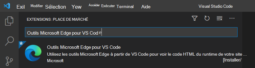 Extension Microsoft Edge DevTools pour Visual Studio Code