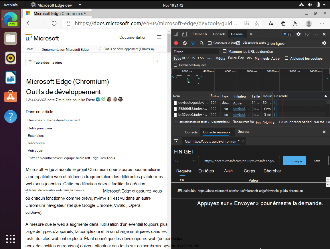 DevTools dans Microsoft Edge sur Linux