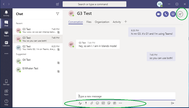 Diagramme montrant une conversation Teams-to-Teams native.