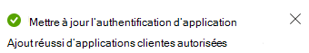 Capture d’écran montrant le message ID client ajouté.