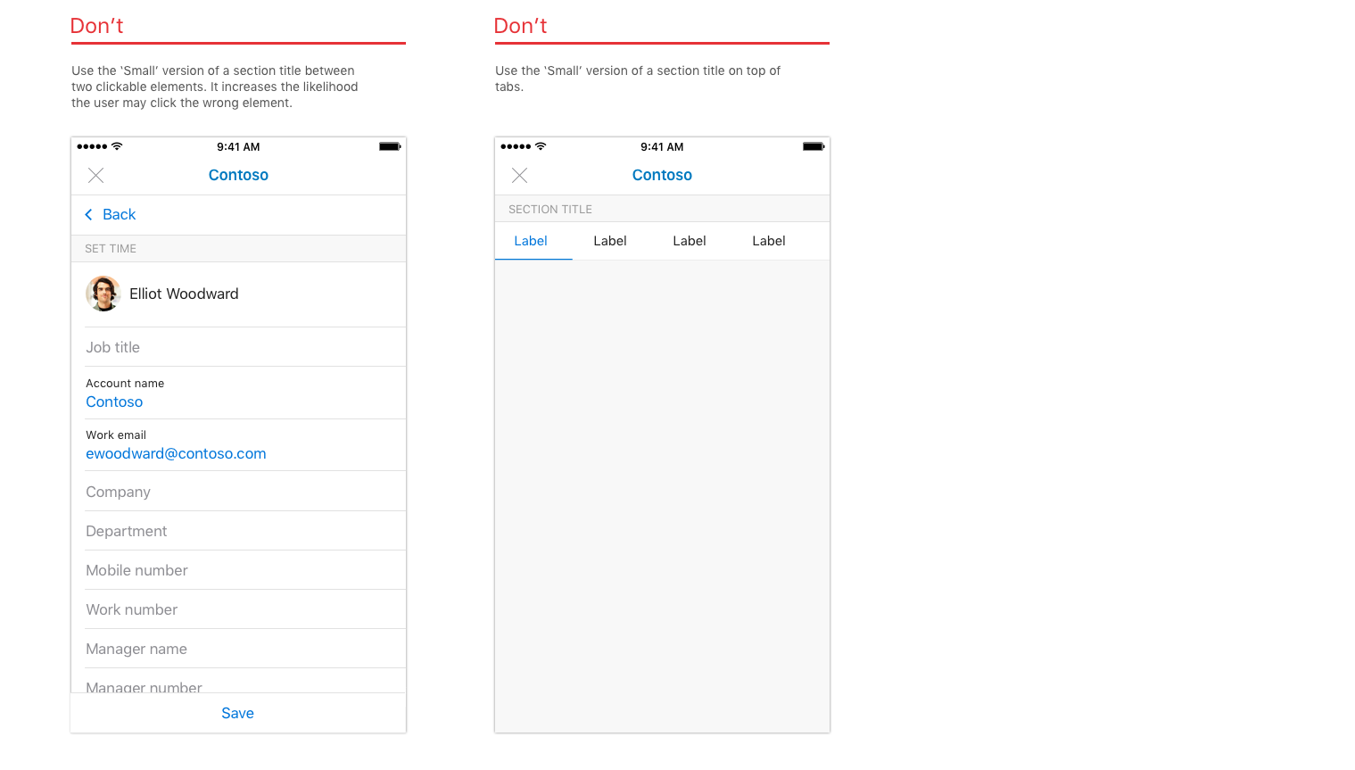 Cellules « Don’t » pour iOS.