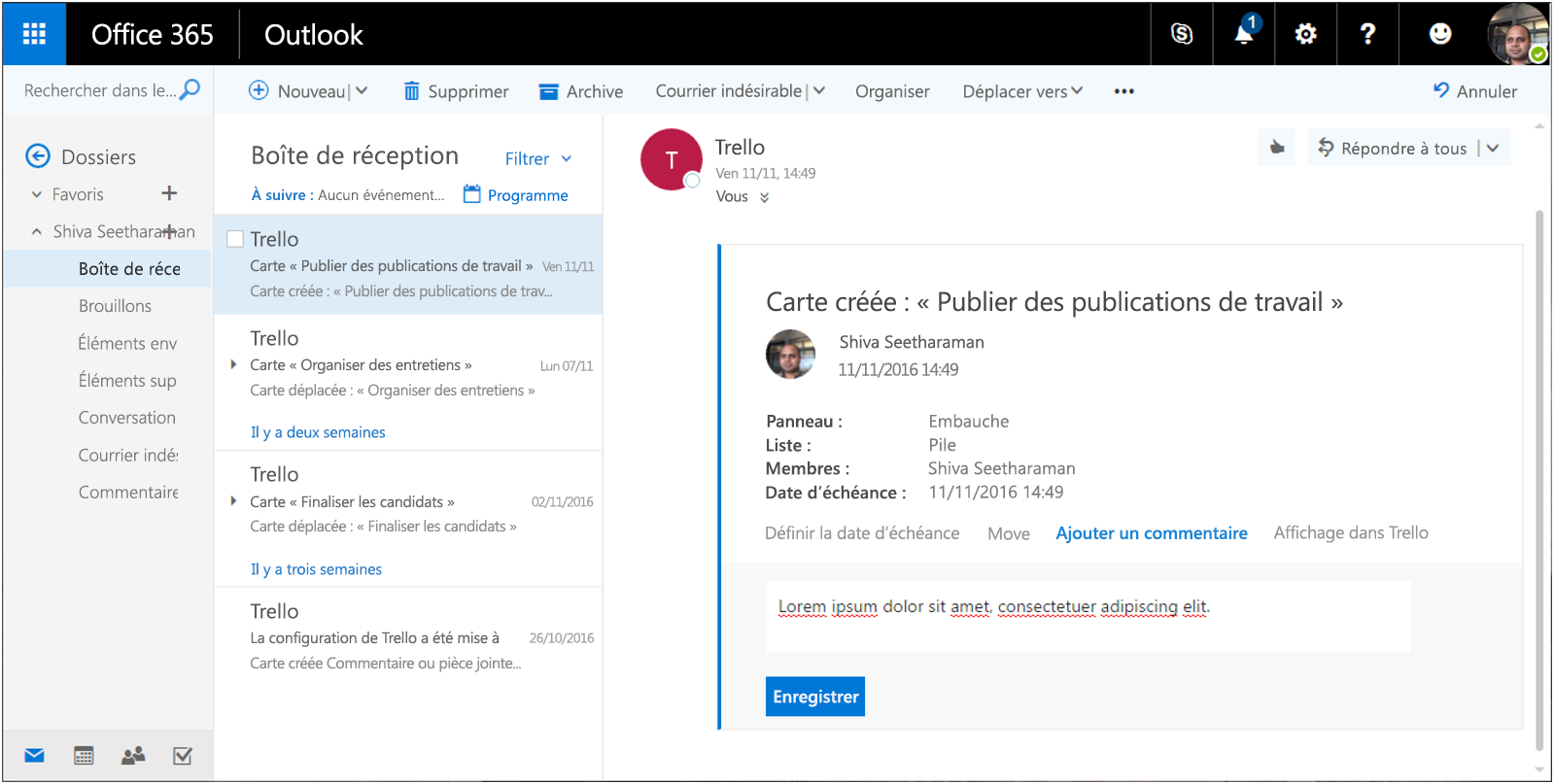 Interface utilisateur de l’action « Ajouter un commentaire » avec une saisie de texte.