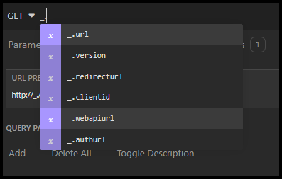 Variables d’environnement pour l’URL.