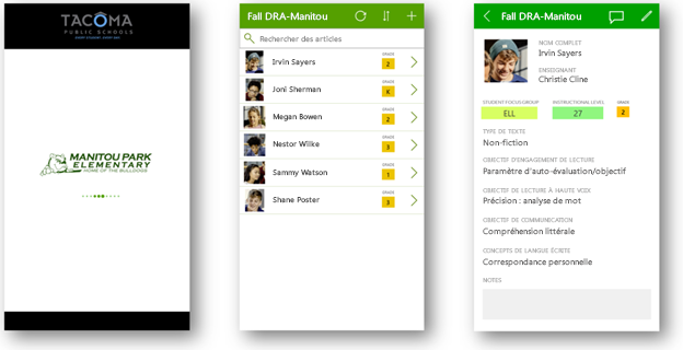 Captures d’écran de l’application Tacoma Public Schools DRA2.