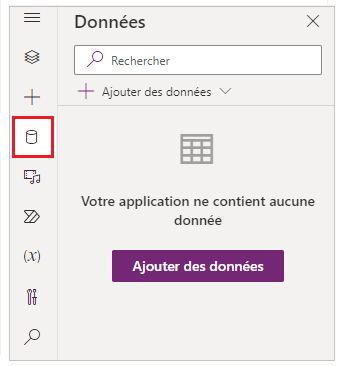 Sélectionner des données dans le volet de gauche.