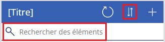 Zone de recherche et icône de tri.