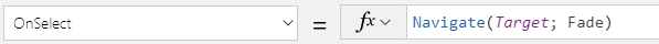 Propriété OnSelect définie sur la fonction Navigate.