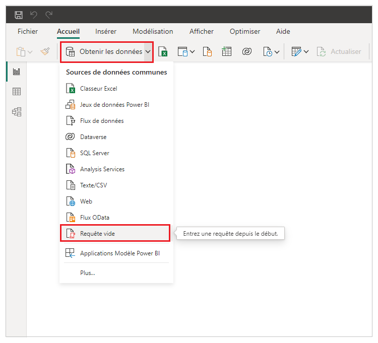 Nouvelle requête Power BI.