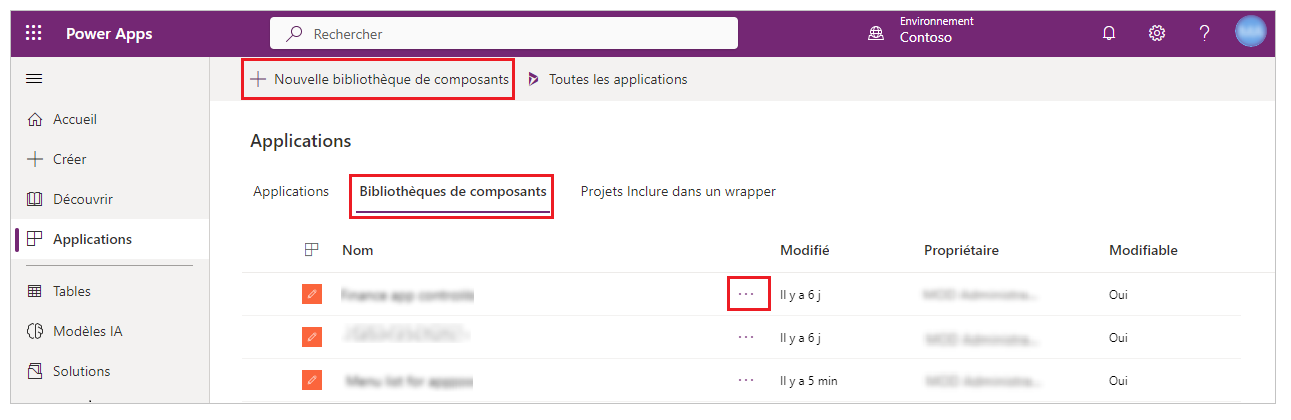 Créer ou modifier une bibliothèque de composants.