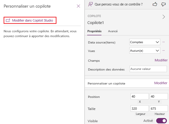 Modifier et personnaliser dans Copilot Studio.