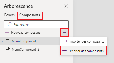 Exporter l’arborescence des composants.