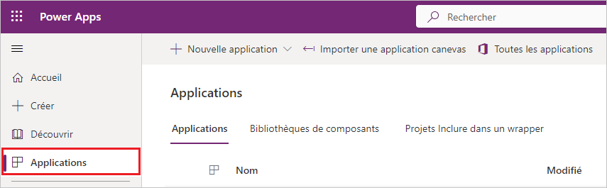 Sélectionnez Applications