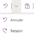 Capture d’écran montrant où se trouvent les contrôles Annuler et Refaire dans la barre de commandes.